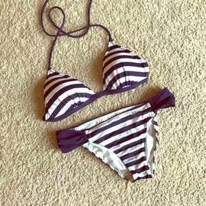 Navy and white bikini